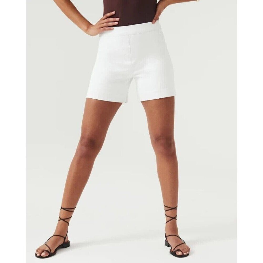 SPANX White Knit High-Rise Shorts